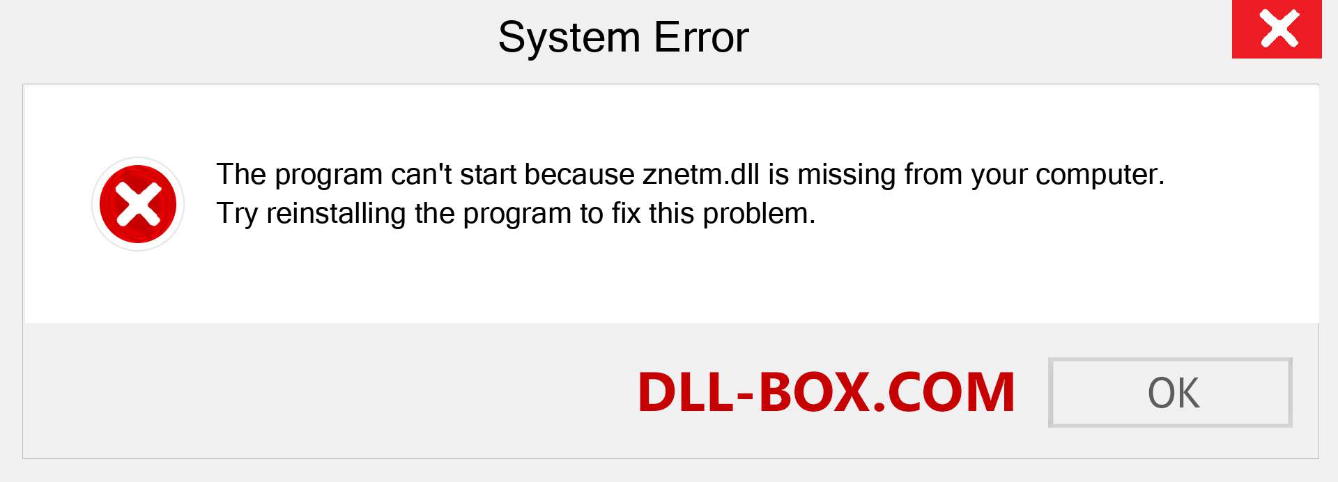  znetm.dll file is missing?. Download for Windows 7, 8, 10 - Fix  znetm dll Missing Error on Windows, photos, images